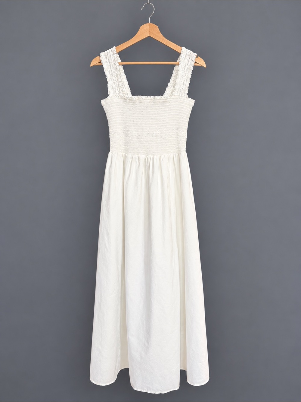 Reformation White Smocked Cotton Maxi Dress Size L